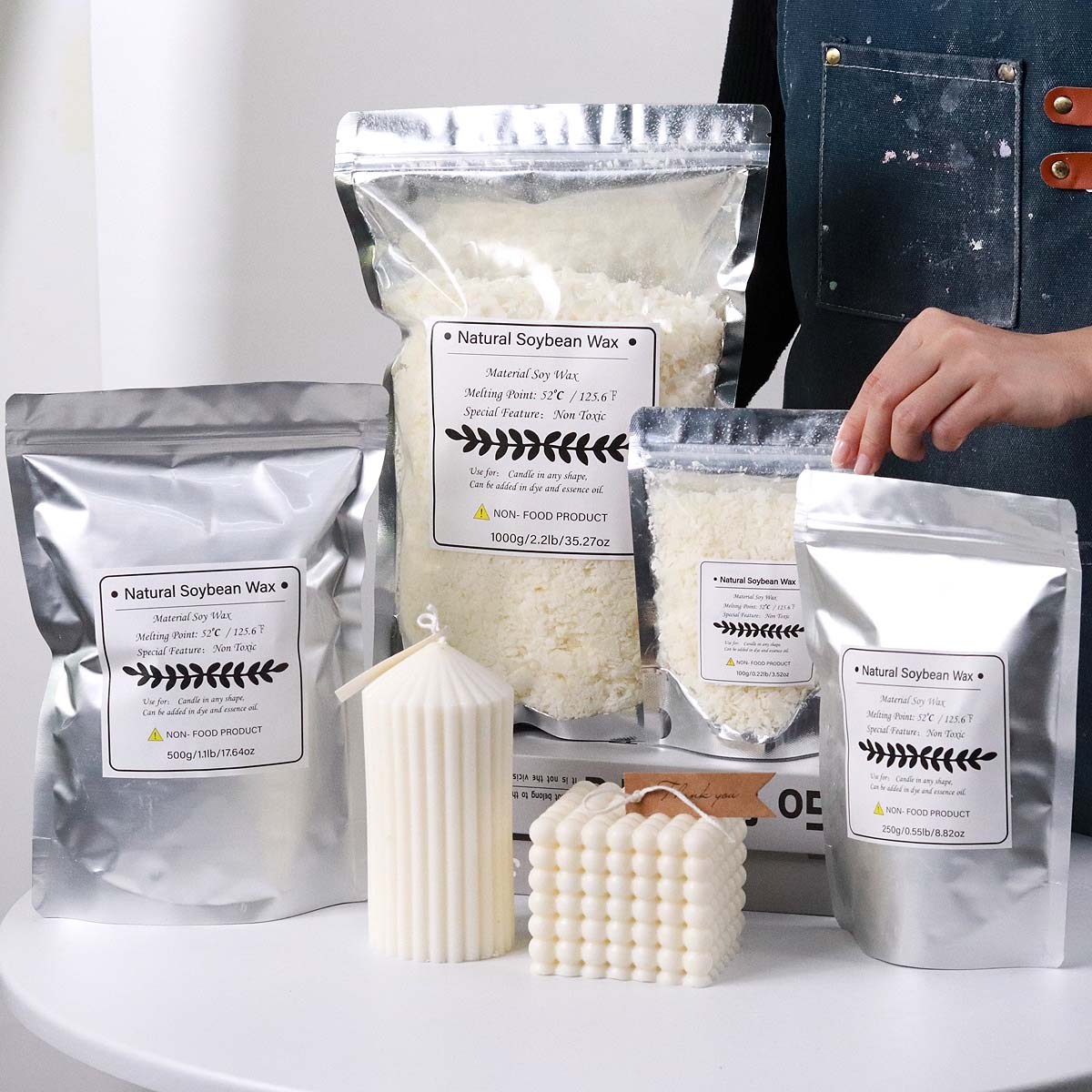 Candle Making Kit For Beginners - 500 g/1 kg natürliche Sojawachsflocken, DIY-Kerzenherstellungszubehör,