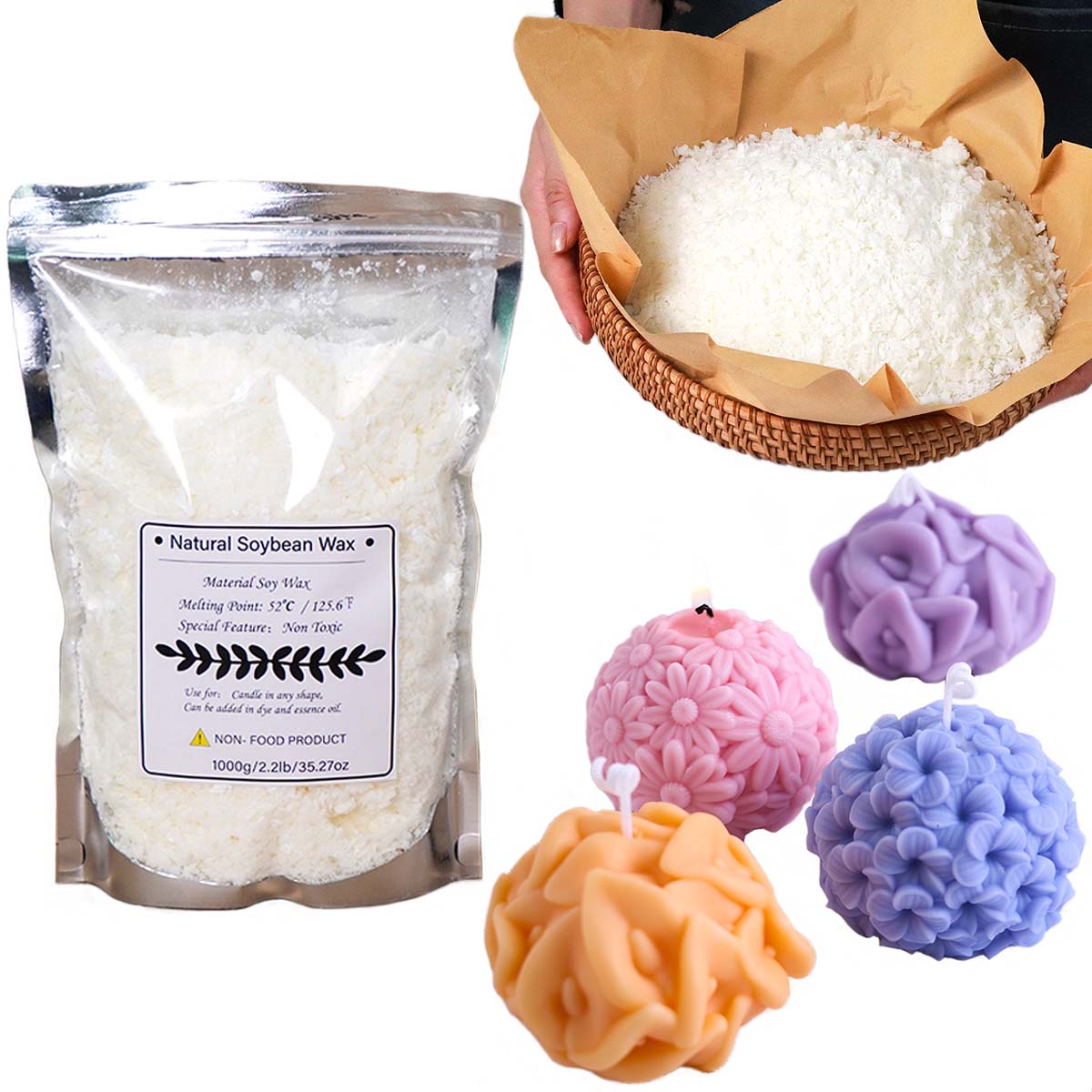 500 g/1 kg natürliche Sojawach – Candle Making Kit For Beginners Bewertung und Preis