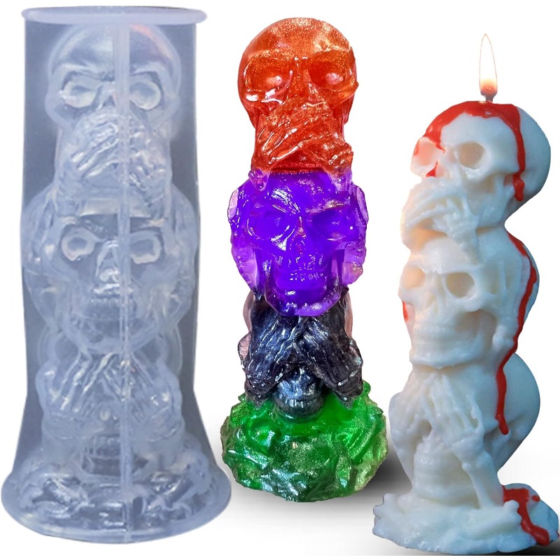 3D Silikon Dreifach-Totenkopf  – Candle Making Event Bewertung und Preis